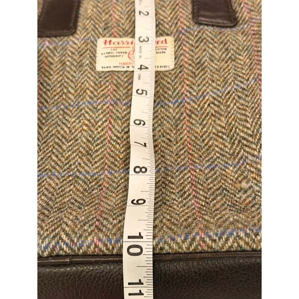 James Pringle Harris Tweed Wool Tote Bag Matching Wallet Leather Scotland